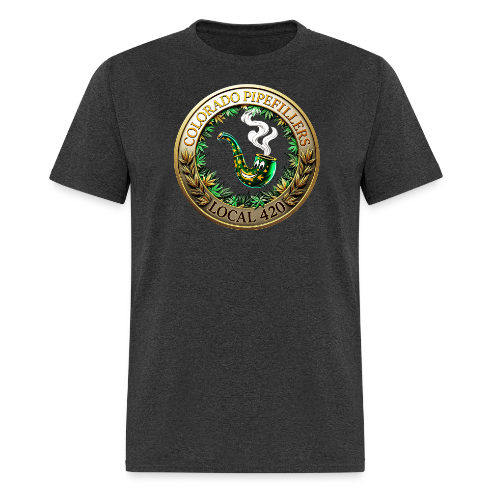 COLORADO PIPEFILLERS LOCAL 420 F/B EMBLEMS Men's T-Shirt - heather black