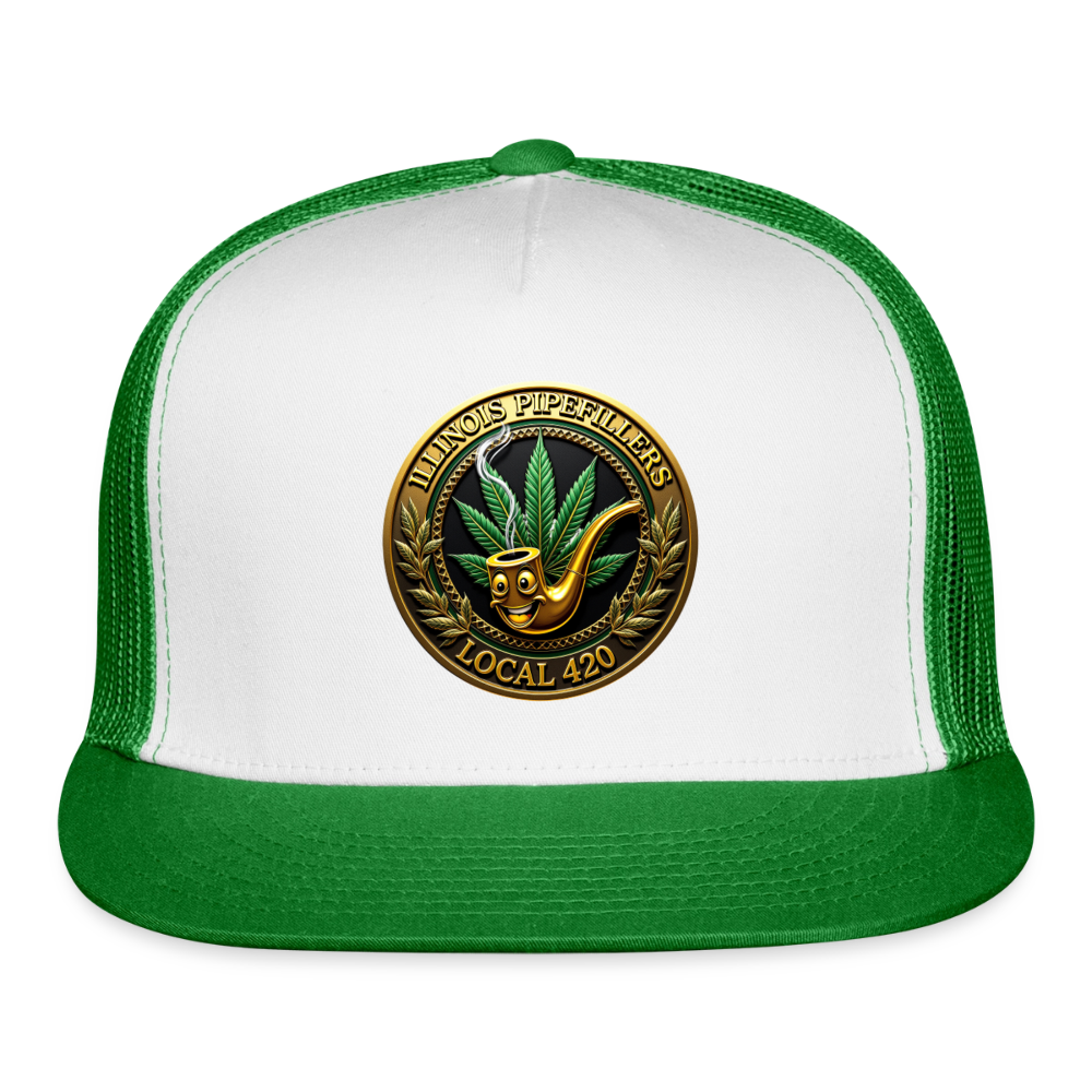 ILLINOIS PIPEFILLERS LOCAL 420 Trucker Hat - white/kelly green