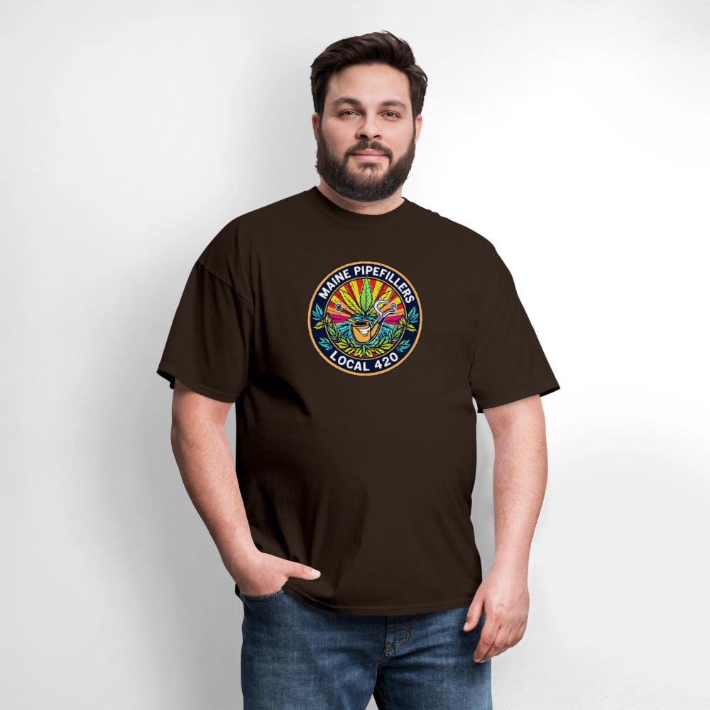 MAINE PIPEFILLERS LOCAL 420 Men's T-Shirt - brown