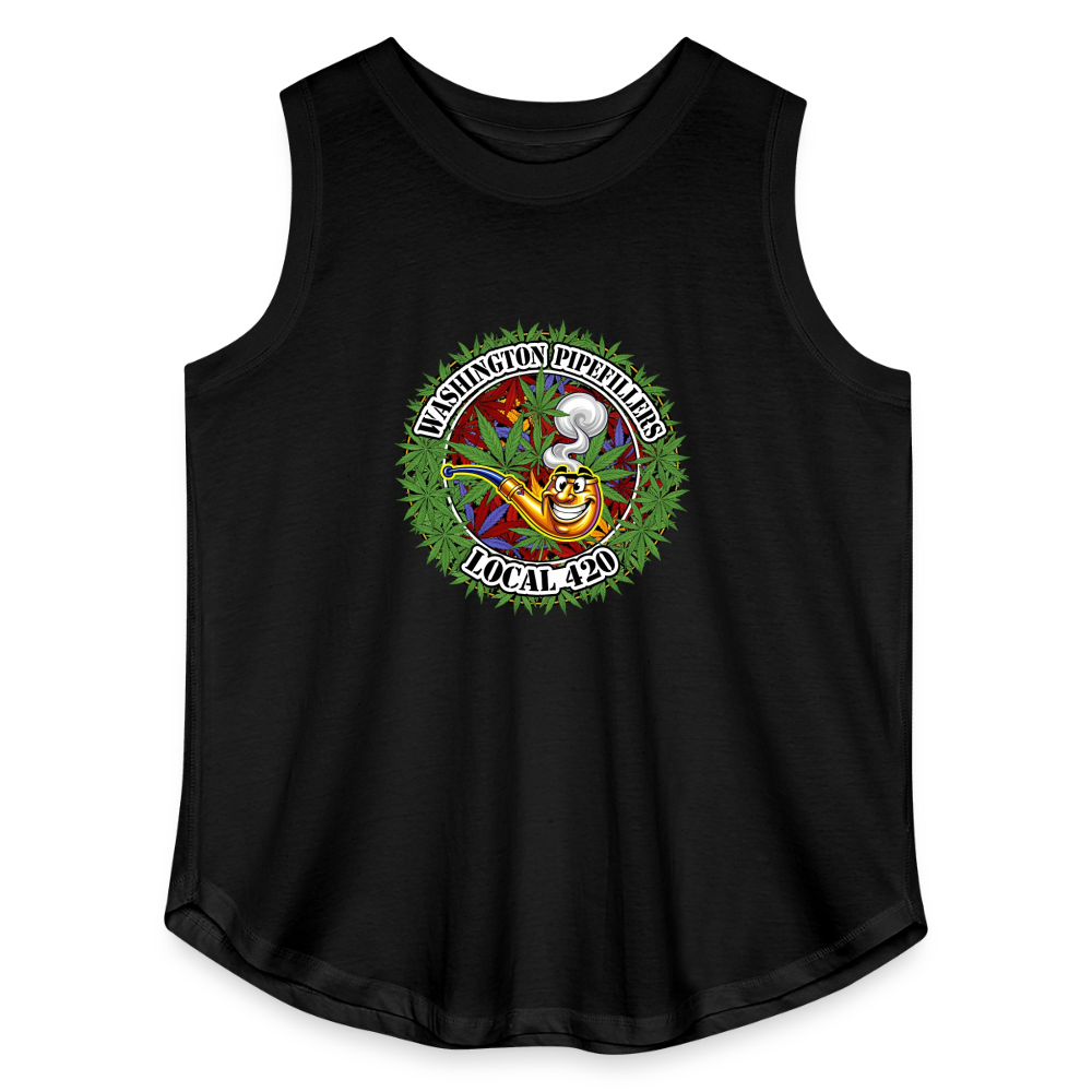 WASHINGTON PIPEFILLERS LOCAL 420 F/B DESIGN Women's Curvy Relaxed Tank Top - black