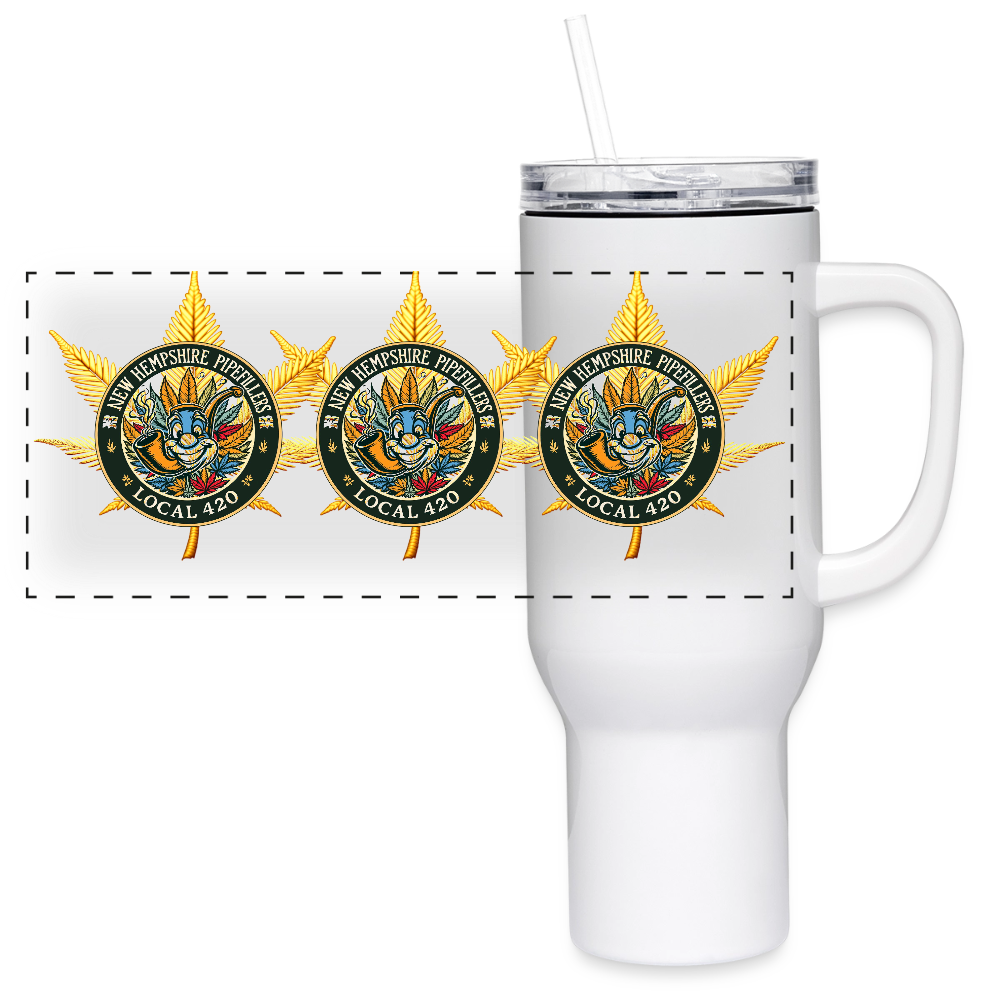 NEW HEMPSHIRE PIPEFILLERS LOCAL 420 40 oz Stainless Steel Travel Tumbler - white