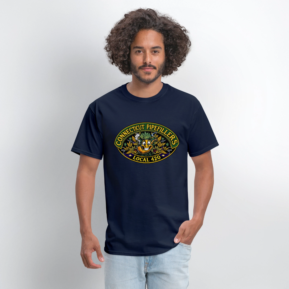 CONNECTICUT PIPEFILLERD LOCAL 420 F/B DESIGN Men's T-Shirt - navy