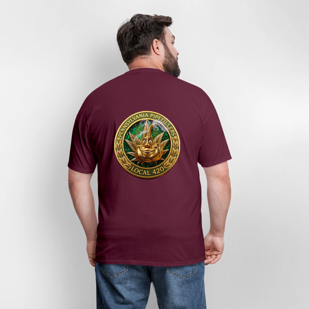 PENNSYLVANIA PIPEFILLERS LOCAL 420 F/B DESIGNS Men's T-Shirt - burgundy