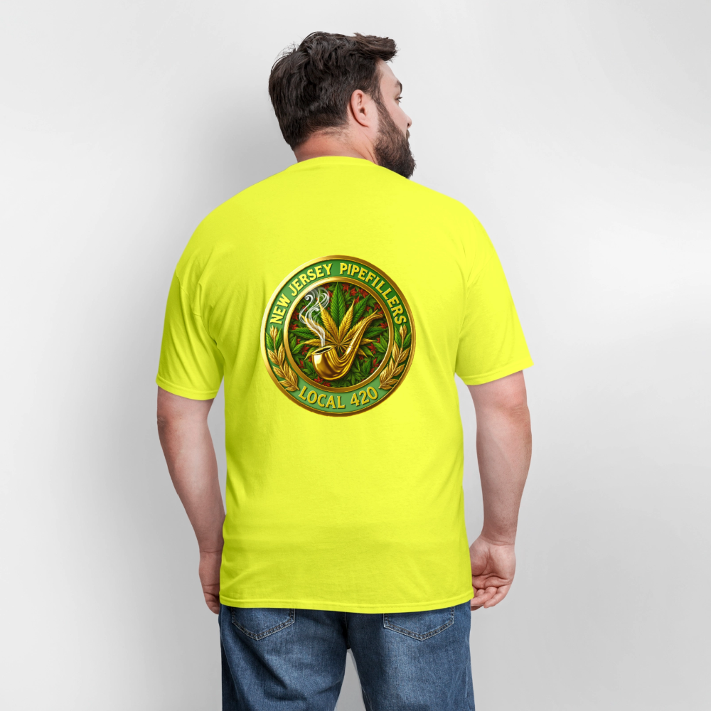 NEW JERSEY PIPEFILLERS LOCAL 420 F/B DESIGN Men's T-Shirt - safety green