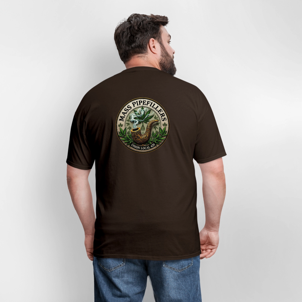 MASS PIPEFILLERS LOCAL 420 2 EMBLEM Men's T-Shirt - brown