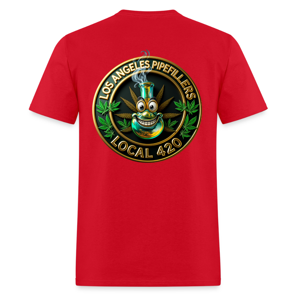 LOS ANGELES PIPEFILLERS LOCAL 420 F/B DESIGNS Men's T-Shirt - red