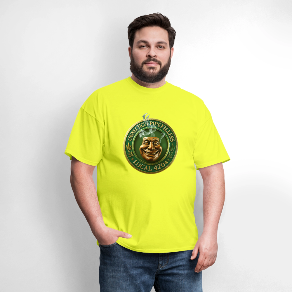 CONNECTICUT PIPEFILLERS LOCAL 420 F/B DESIGN Men's T-Shirt - safety green