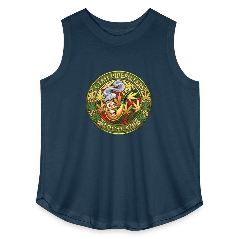 UTAH PIPEFILLERS LOCAL 420 Women's Curvy Relaxed Tank Top - denim
