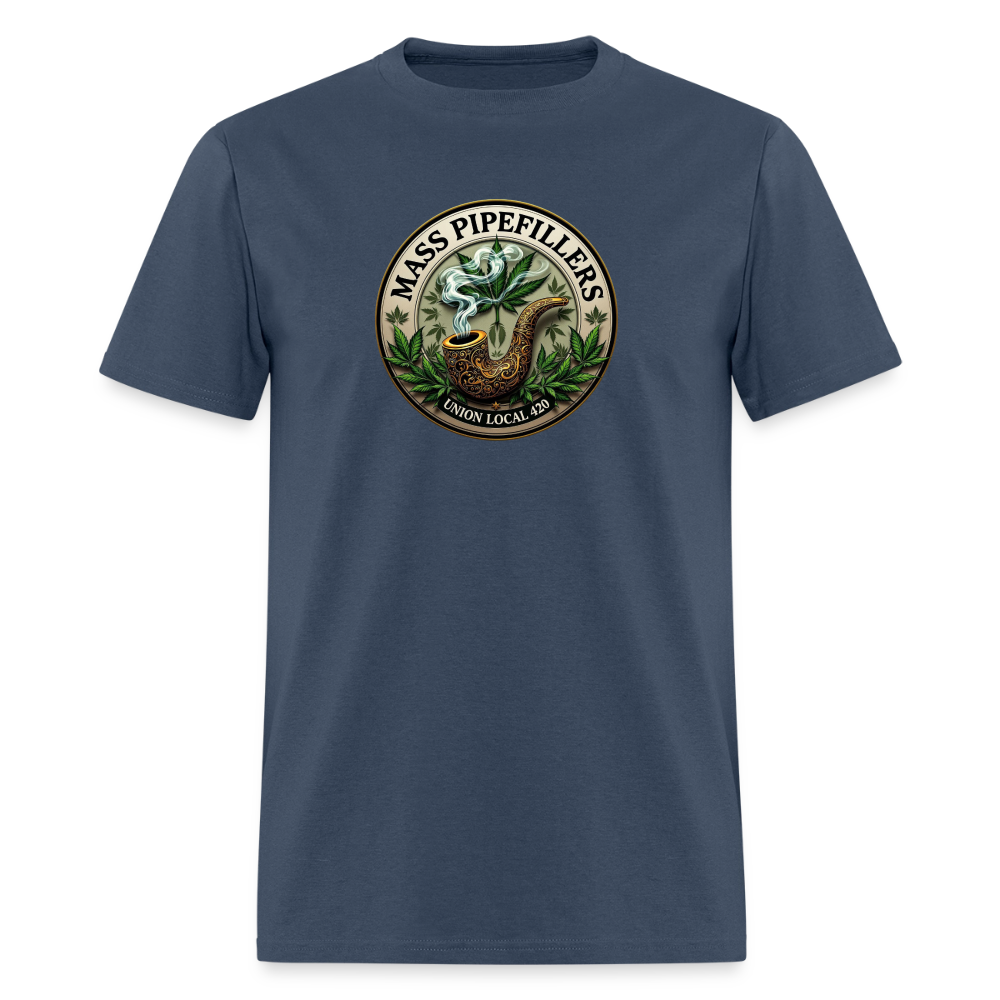 MASS PIPEFILLERS LOCAL 420 2 EMBLEM Men's T-Shirt -  blue dusk