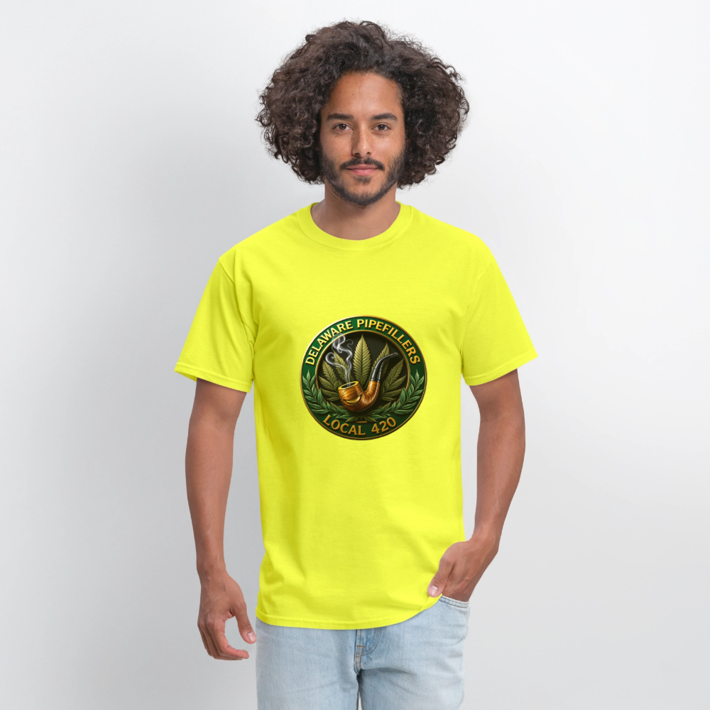 DELAWARE  PIPEFILLERS LOCAL 420 Men's T-Shirt - safety green