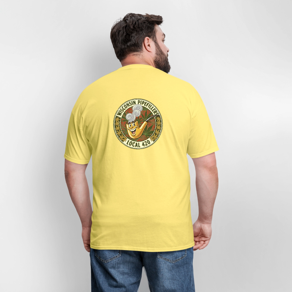 WISCONSIN PIPEFILLERS LOCL 420 F/B DESIGN Men's T-Shirt - cornsilk