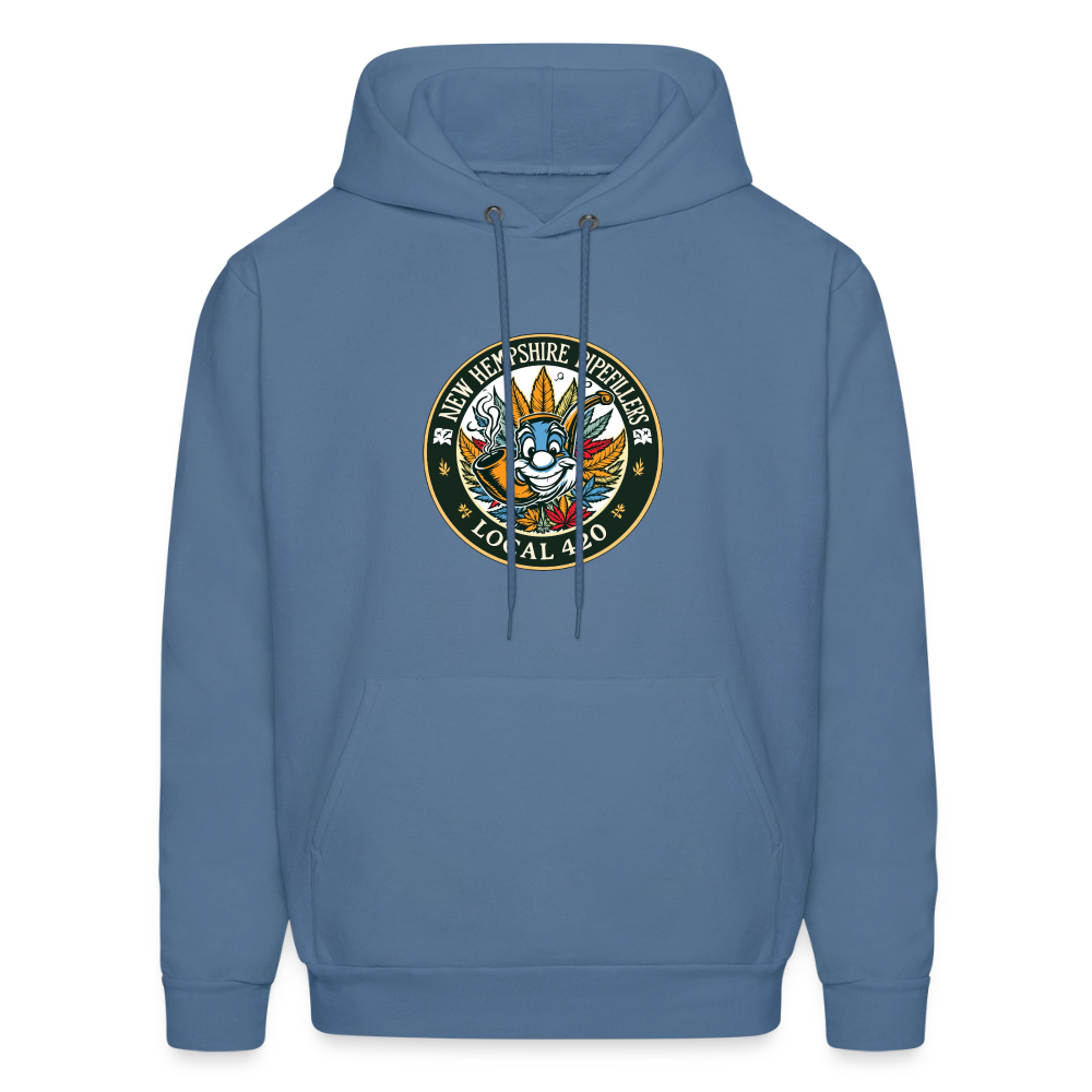 NEW HEMPSHIRE PIPEFILLERS LOCAL 420 2 EMBLEM Men's Hoodie - denim blue
