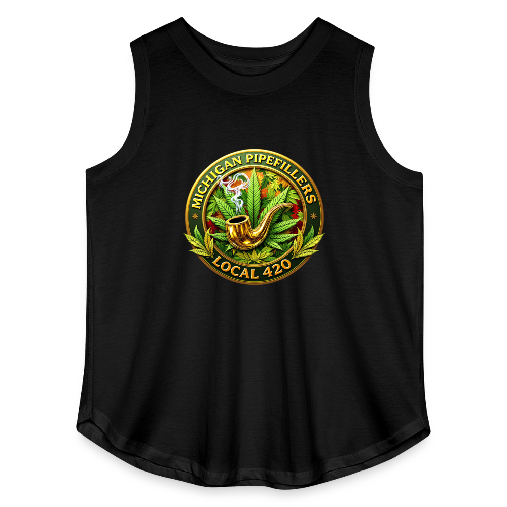MICHIGAN PIPEFILLERS LOCAL 420 F/B DESIGN Women's Curvy Relaxed Tank Top - black