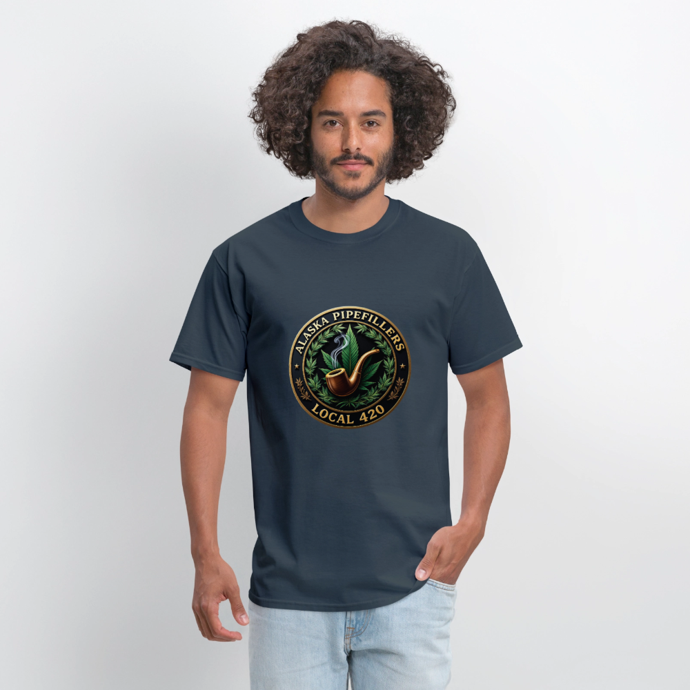 ALASKA PIPEFILLERS LOCAL 420 F/B DESIGN Men's T-Shirt -  blue dusk