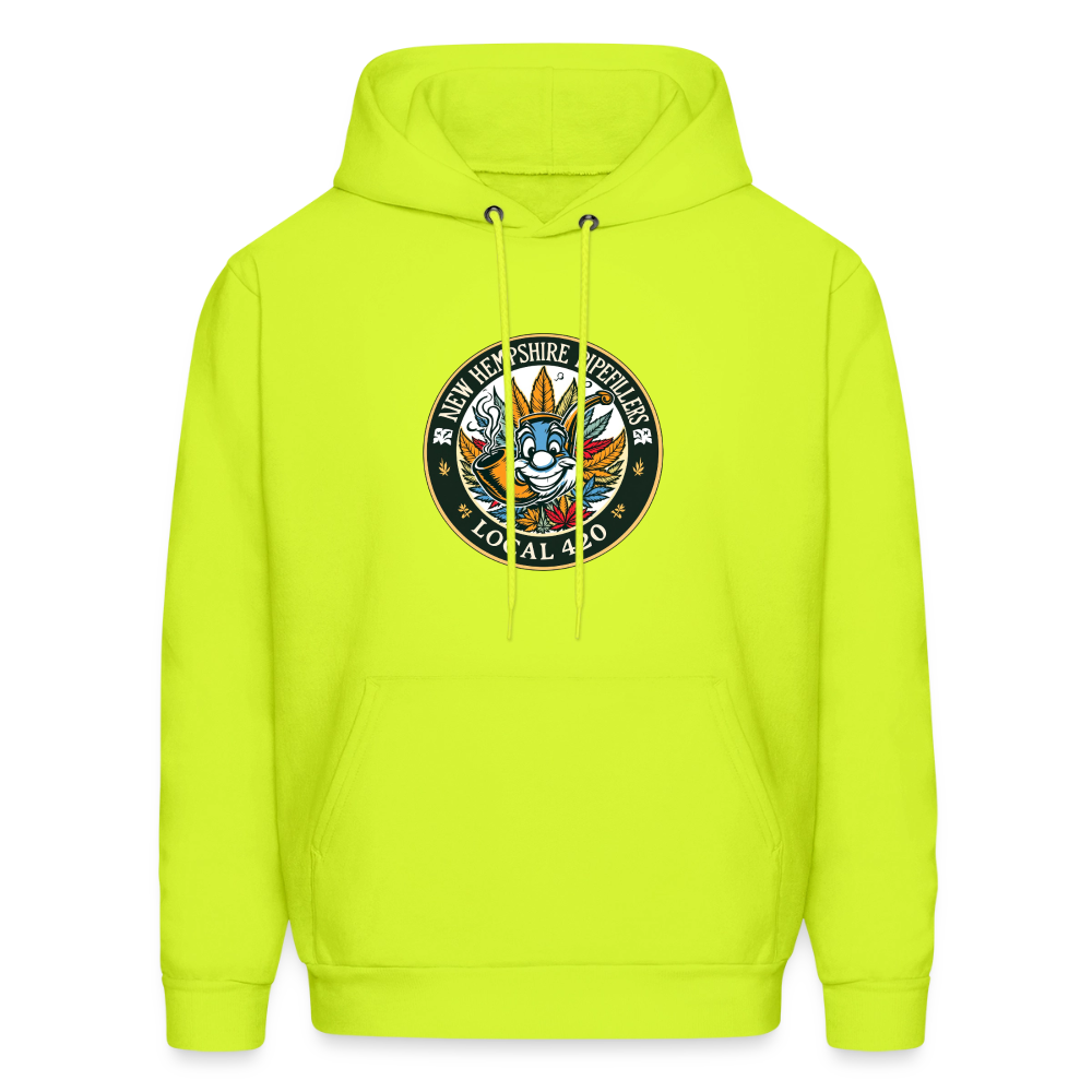 NEW HEMPSHIRE PIPEFILLERS LOCAL 420 2 EMBLEM Men's Hoodie - safety green