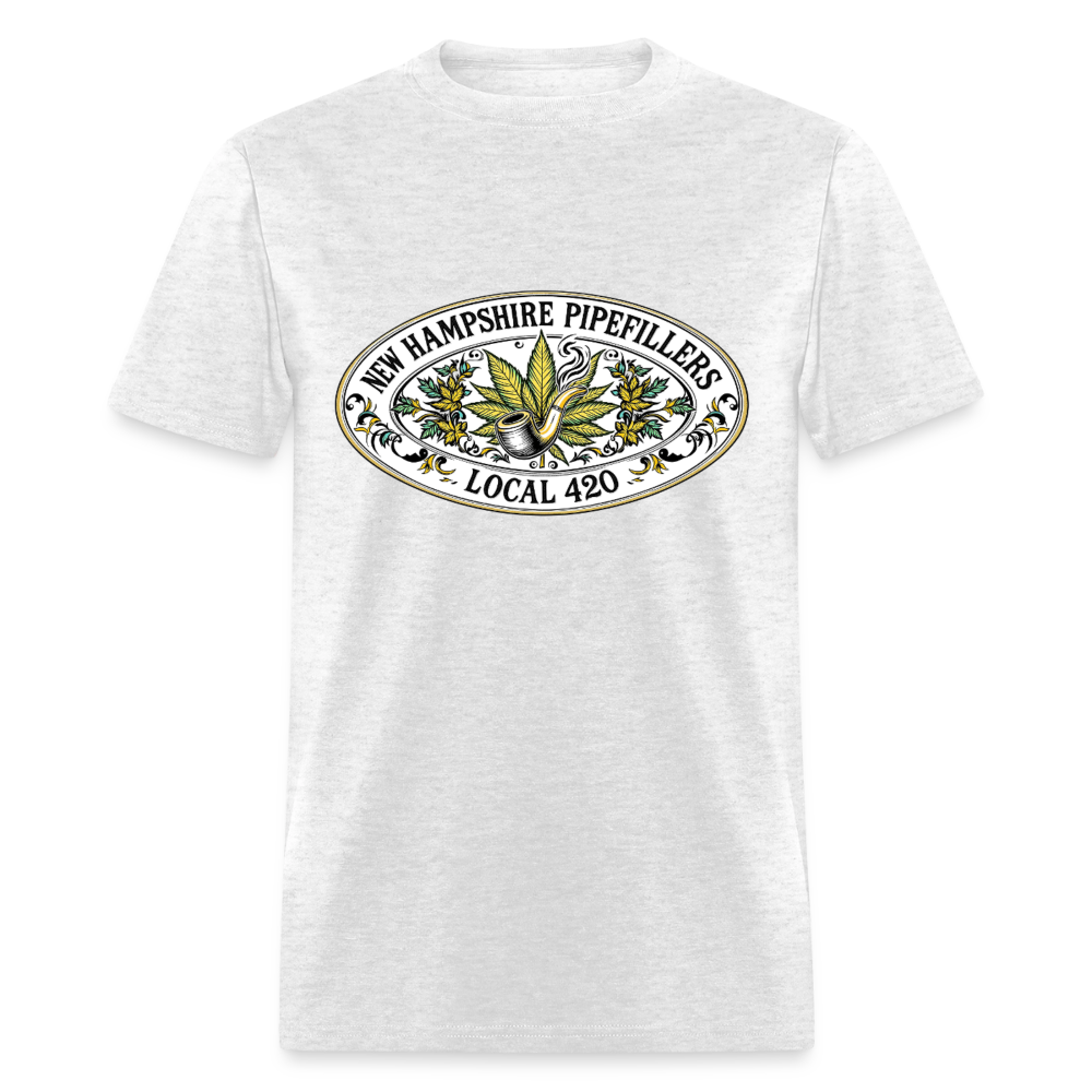 NEW HAMPSHIRE PIPEFILLERS LOCAL 420 2 EMBLEM Men's T-Shirt - light heather gray