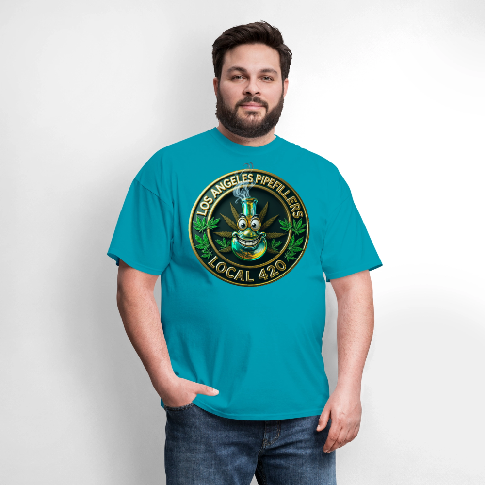 LOS ANGLES PIPEFILLERS LOCAL 420 Men's T-Shirt - turquoise