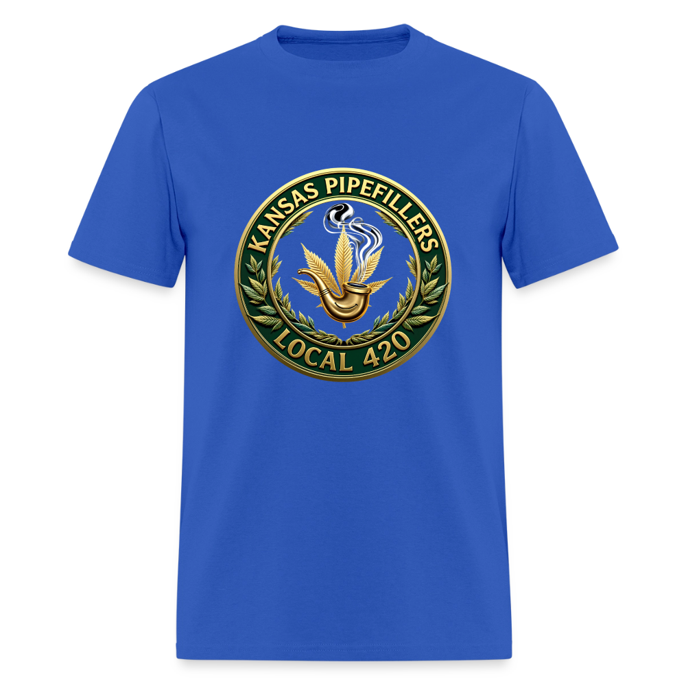 KANSAS PIPEFILLERS LOCAL 420 F/B DESIGNS Men's T-Shirt - royal blue