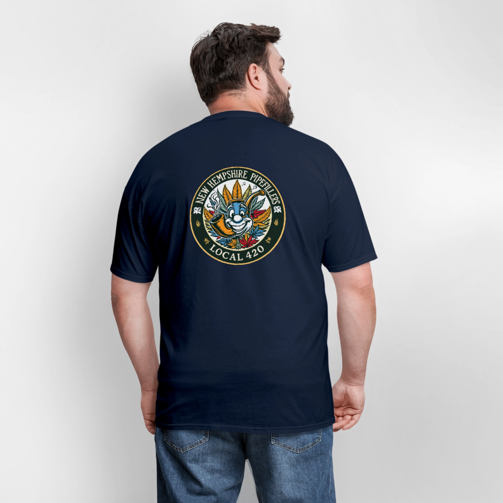 NEW HEMPSHIRE PIPEFILLERS LOCAL 420 2 EMBLEM Men's T-Shirt - navy