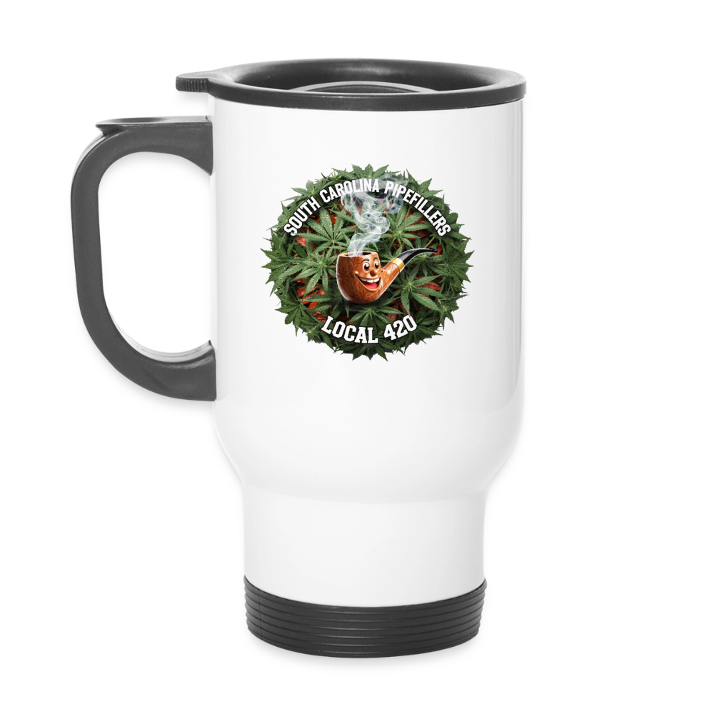 SOUTH CAROLINA PIPEFILLERS LOCAL 420 14oz Stainless Steel  Travel Mug - white
