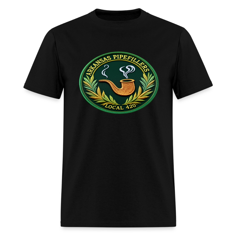 ARKANSAS PIPEFILLERS LOCAL 420 F/B EMBLEMS  Men's T-Shirt - black