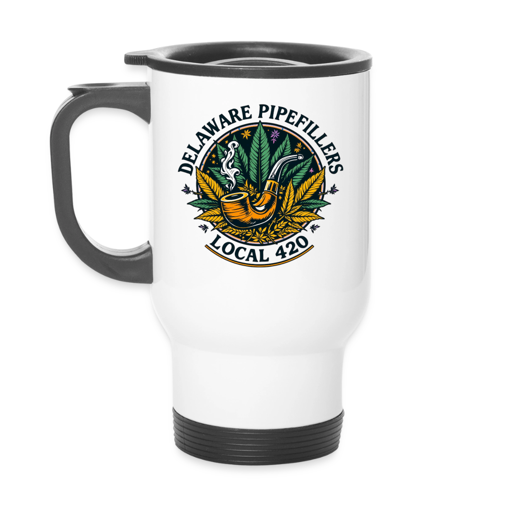 DELAWARE PIPEFILLERS LOCAL 420 14oz Stainless Steel Travel  Mug - white