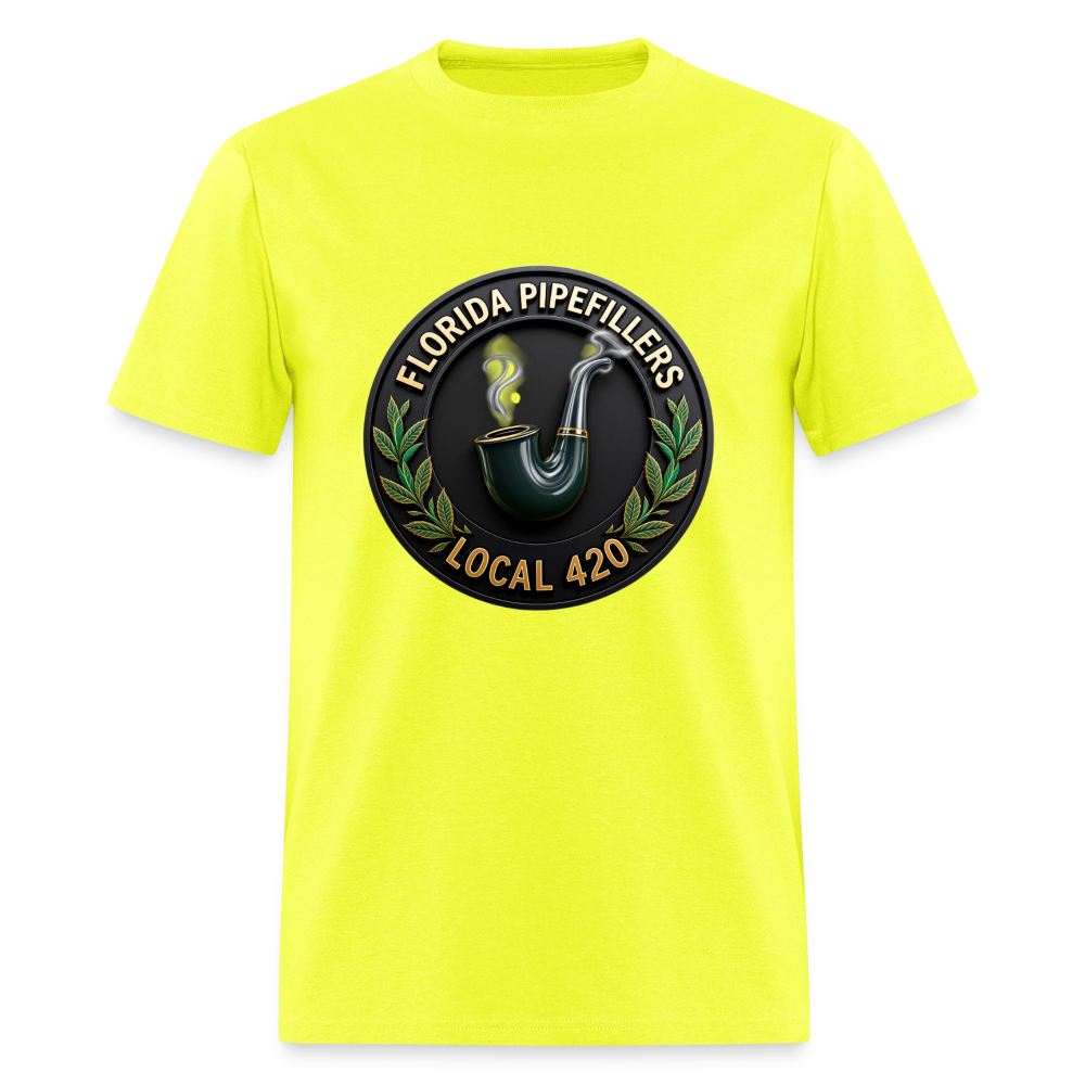 FLORIDA PIPEFILLERS LOCAL 420 Men's T-Shirt - safety green