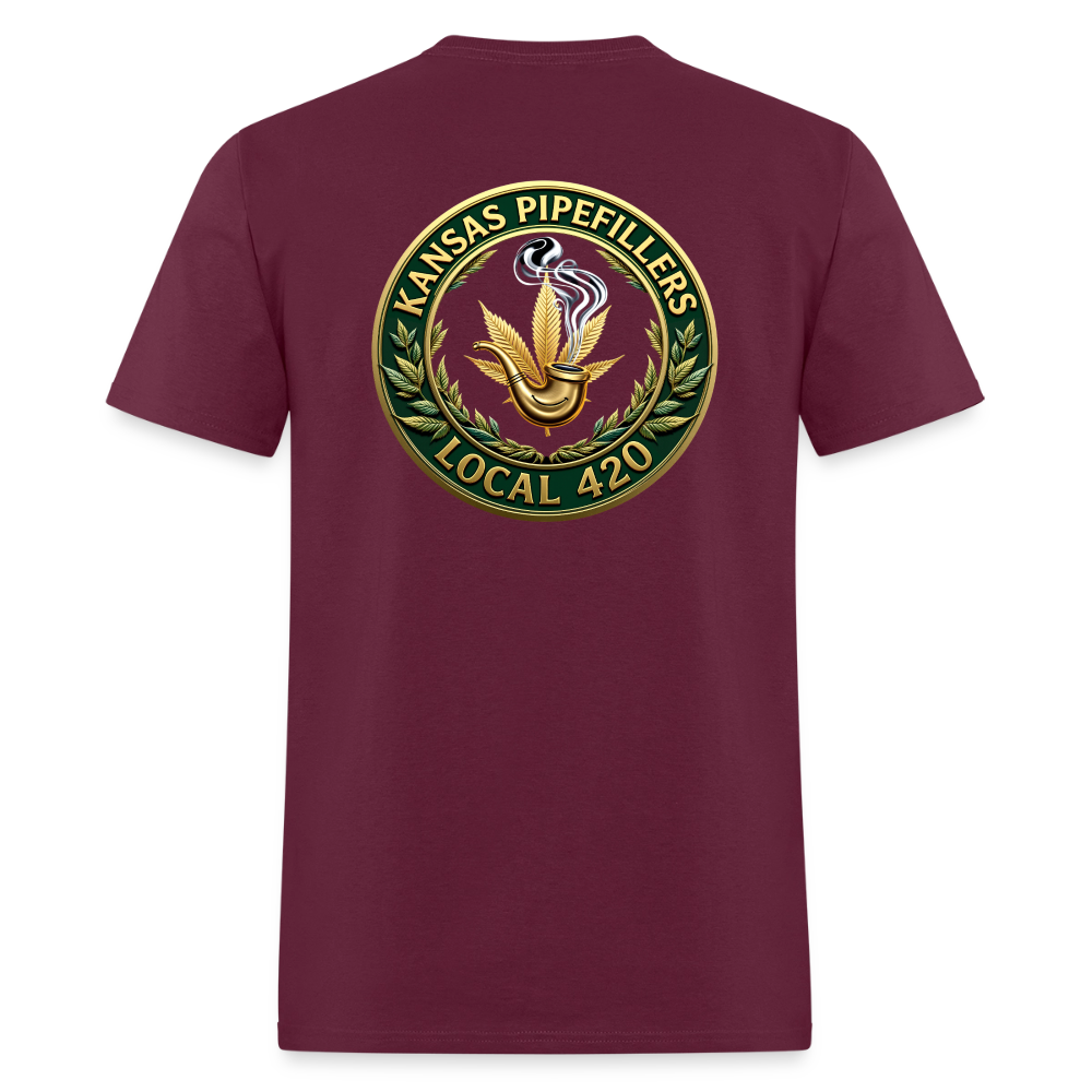 KANSAS PIPEFILLERS LOCAL 420 F/B DESIGNS Men's T-Shirt - burgundy