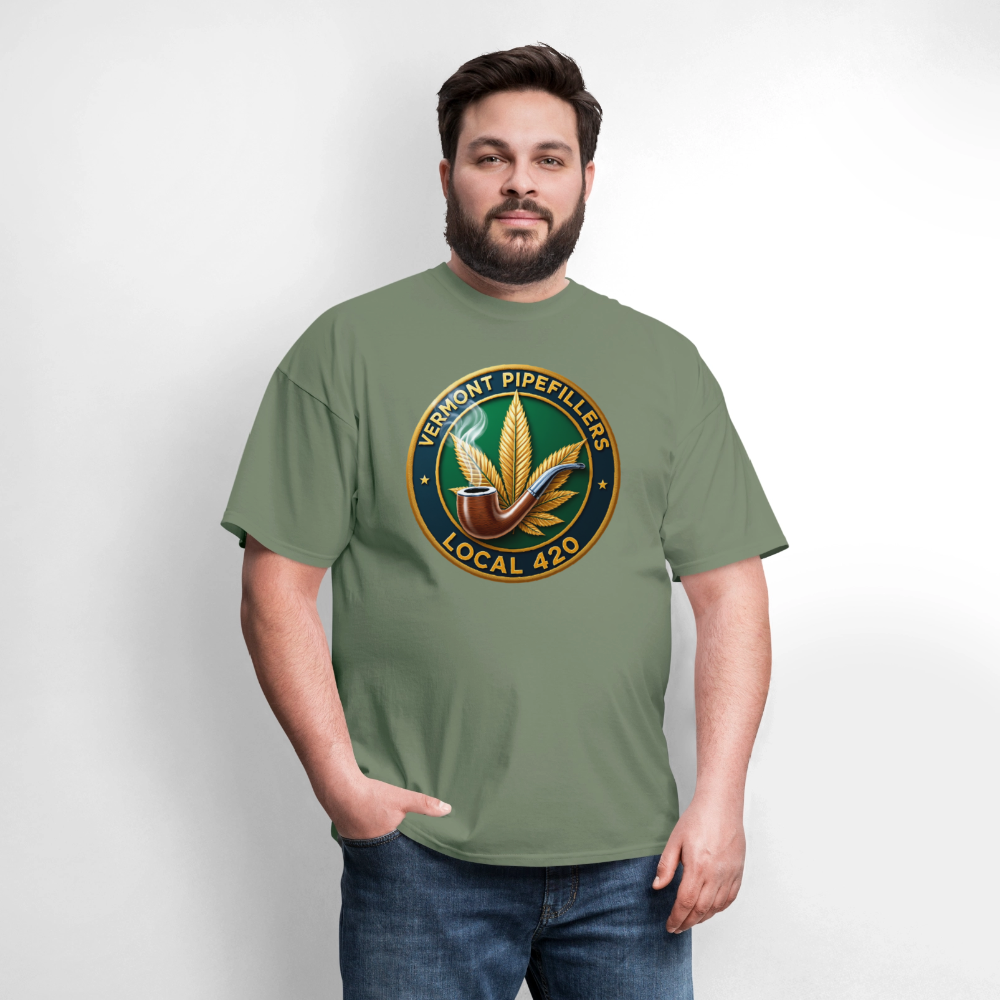 VERMONT PIPEFILLERS LOCAL 420 2 EMBLEM Men's T-Shirt - military green