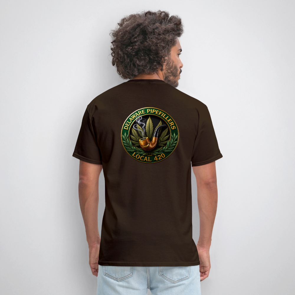 DELAWARE  PIPEFILLERS LOCAL 420 F/B DESIGN Men's T-Shirt - brown