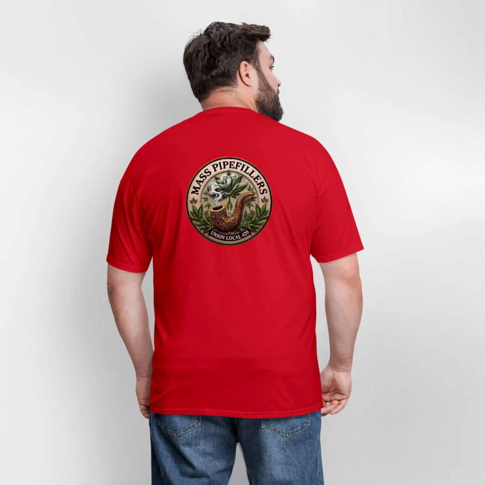 MASS PIPEFILLERS LOCAL 420 2 EMBLEM Men's T-Shirt - red