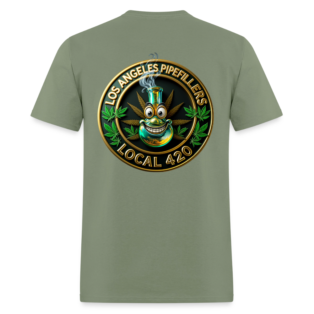 LOS ANGELES PIPEFILLERS LOCAL 420 F/B DESIGNS Men's T-Shirt - military green