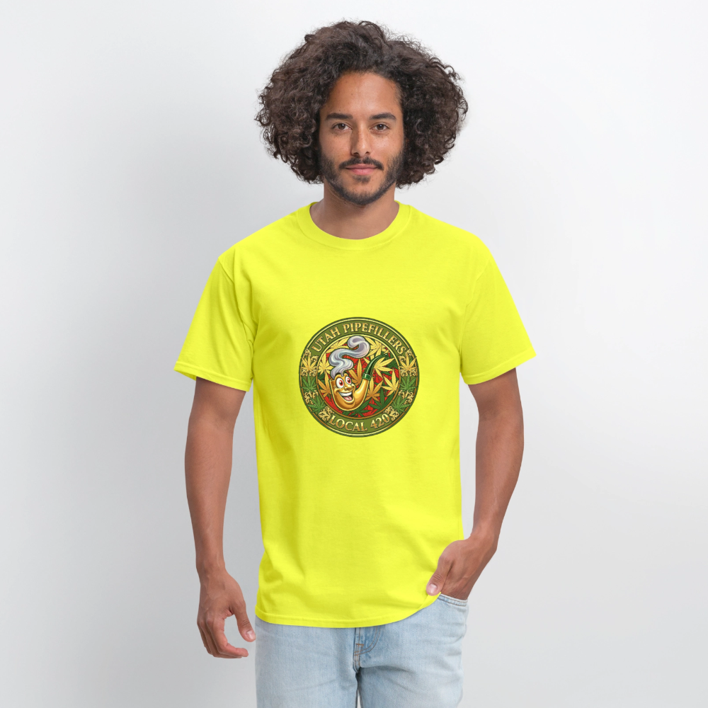 UTAH PIPEFILLERS LOCAL 420 F/B DESIGN Men's T-Shirt - safety green