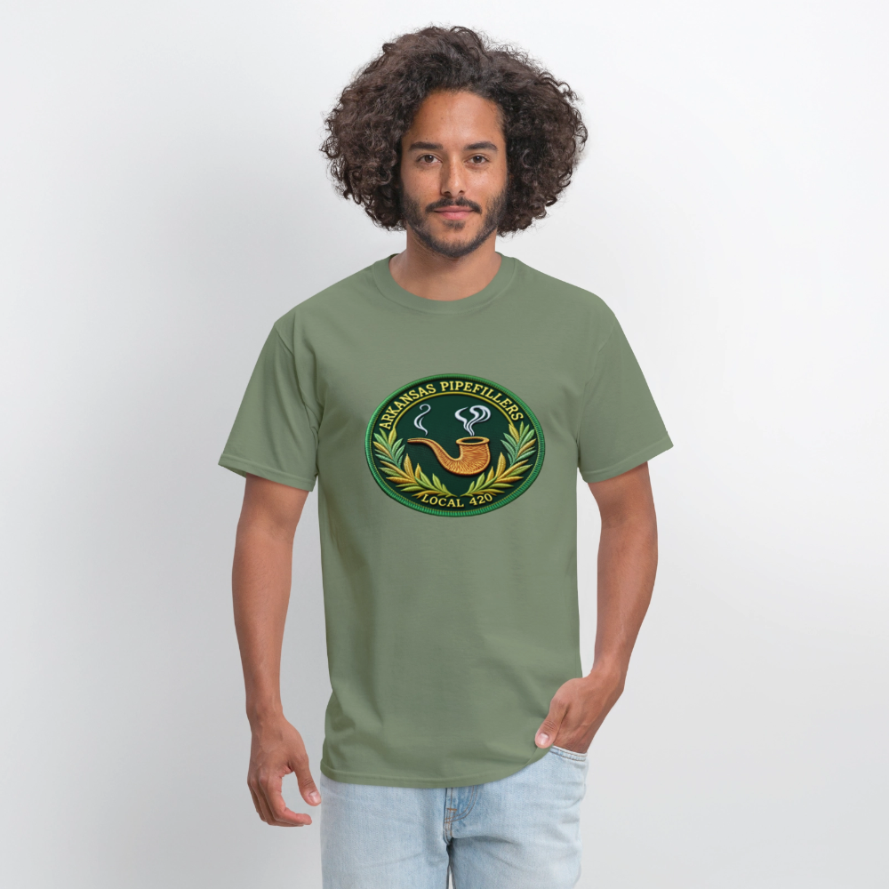 ARKANSAS PIPEFILLERS LOCAL 420 F/B EMBLEMS  Men's T-Shirt - military green