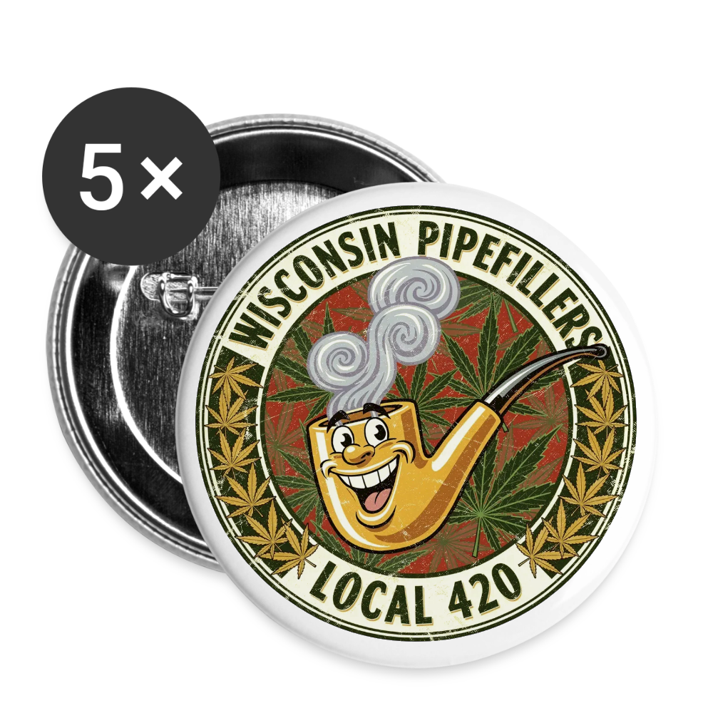 WISCONSIN PIPEFILLERS LOCL 420 Union Buttons small 1'' (5-pack) - white