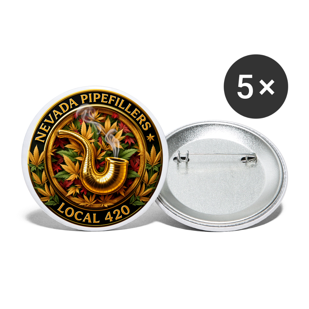 NEVADA PIPEFILLERS LOCAL 420 F/B DESIGN Union Buttons small 1'' (5-pack) - white