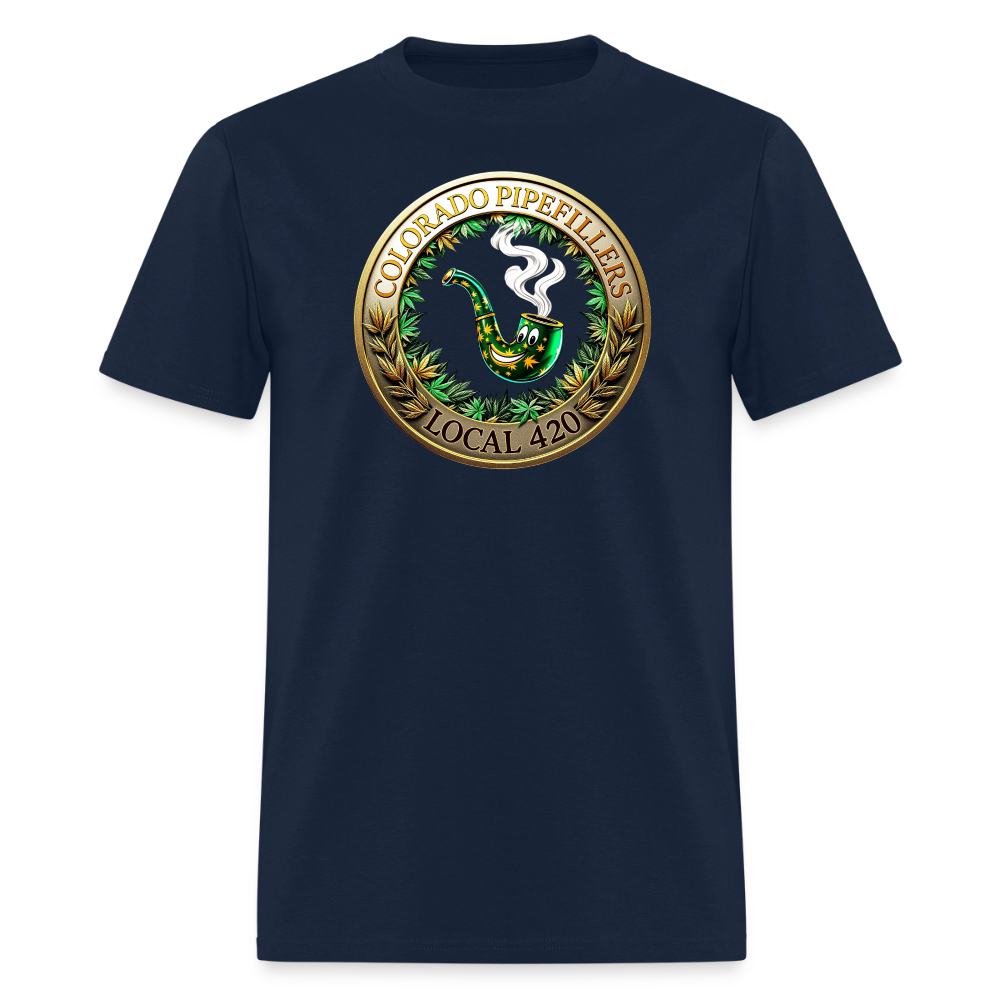 COLORADO PIPEFILLERS LOCAL 420 F/B EMBLEMS Men's T-Shirt - navy