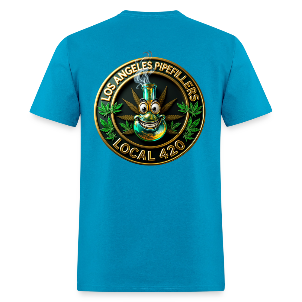 LOS ANGELES PIPEFILLERS LOCAL 420 F/B DESIGNS Men's T-Shirt - turquoise
