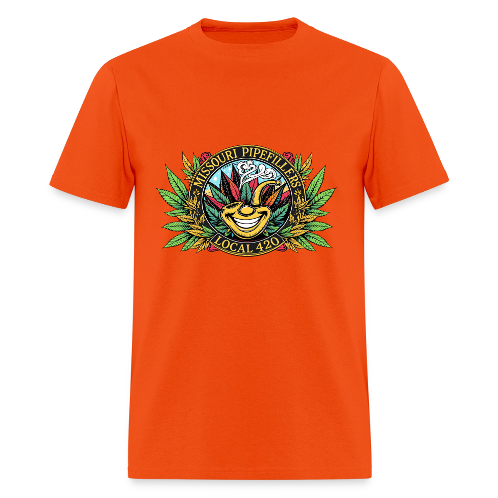 MISSOURI PIPEFILLERS LOCAL 420  F/B DESIGNS  Men's T-Shirt - orange