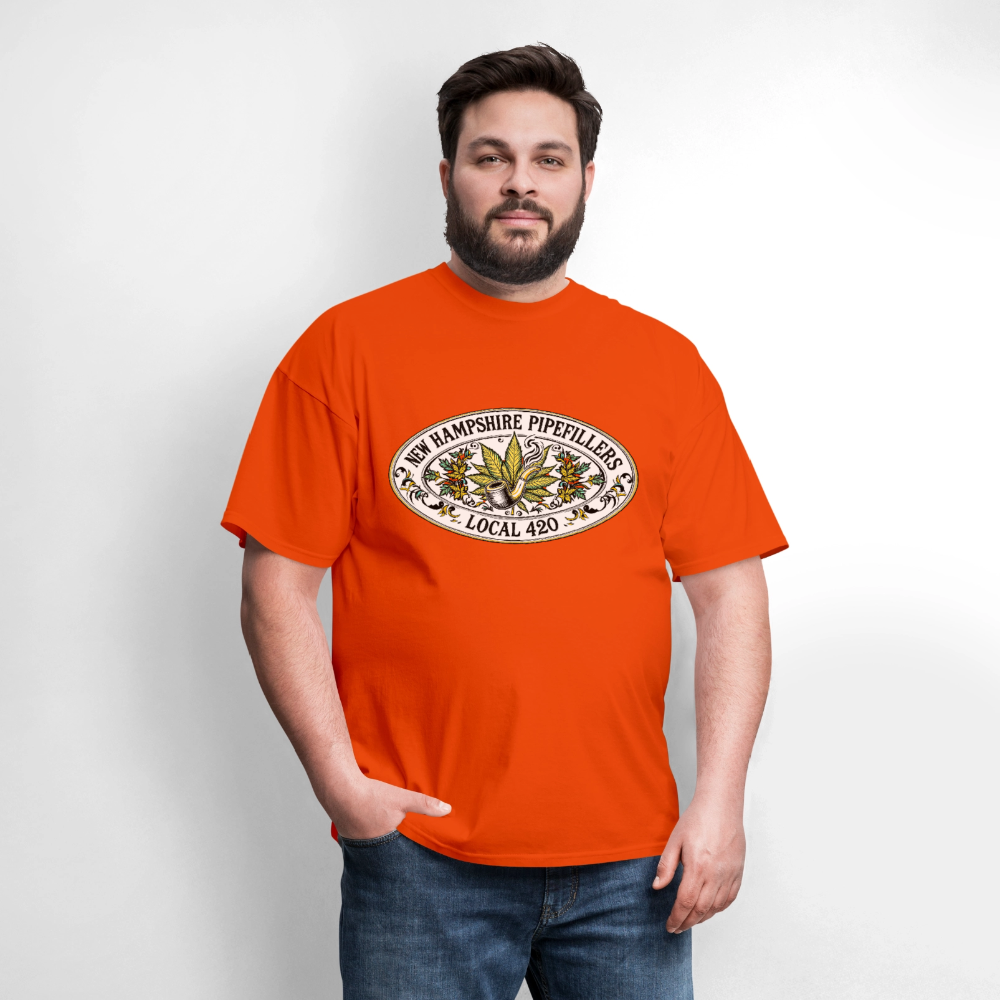 NEW HAMPSHIRE PIPEFILLERS LOCAL 420 2 EMBLEM Men's T-Shirt - orange