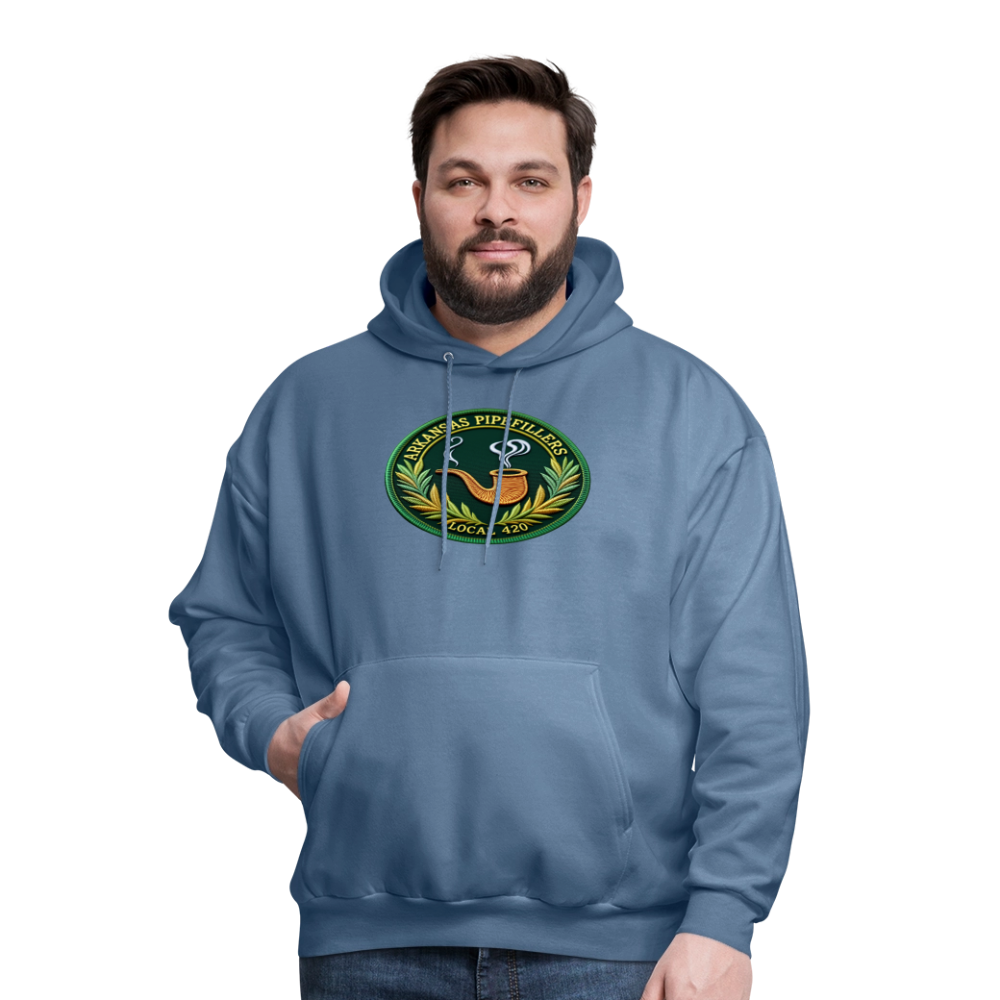 ARKANSAS PIPEFILLERS LOCAL 420 F/B EMBLEMS  Men's Hoodie - denim blue