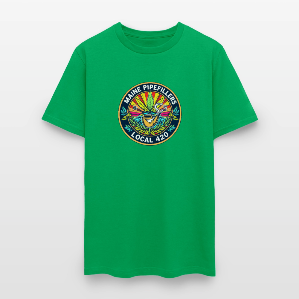 MAINE PIPEFILLERS LOCAL 420 2 EMBLEM Men's T-Shirt - bright green