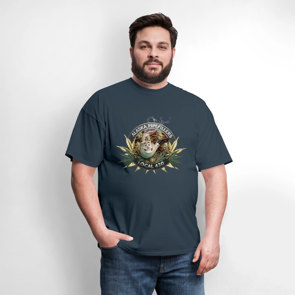 ALASKA PIPEFILLERS LOCAL 420 F/B DESIGN Men's T-Shirt -  blue dusk
