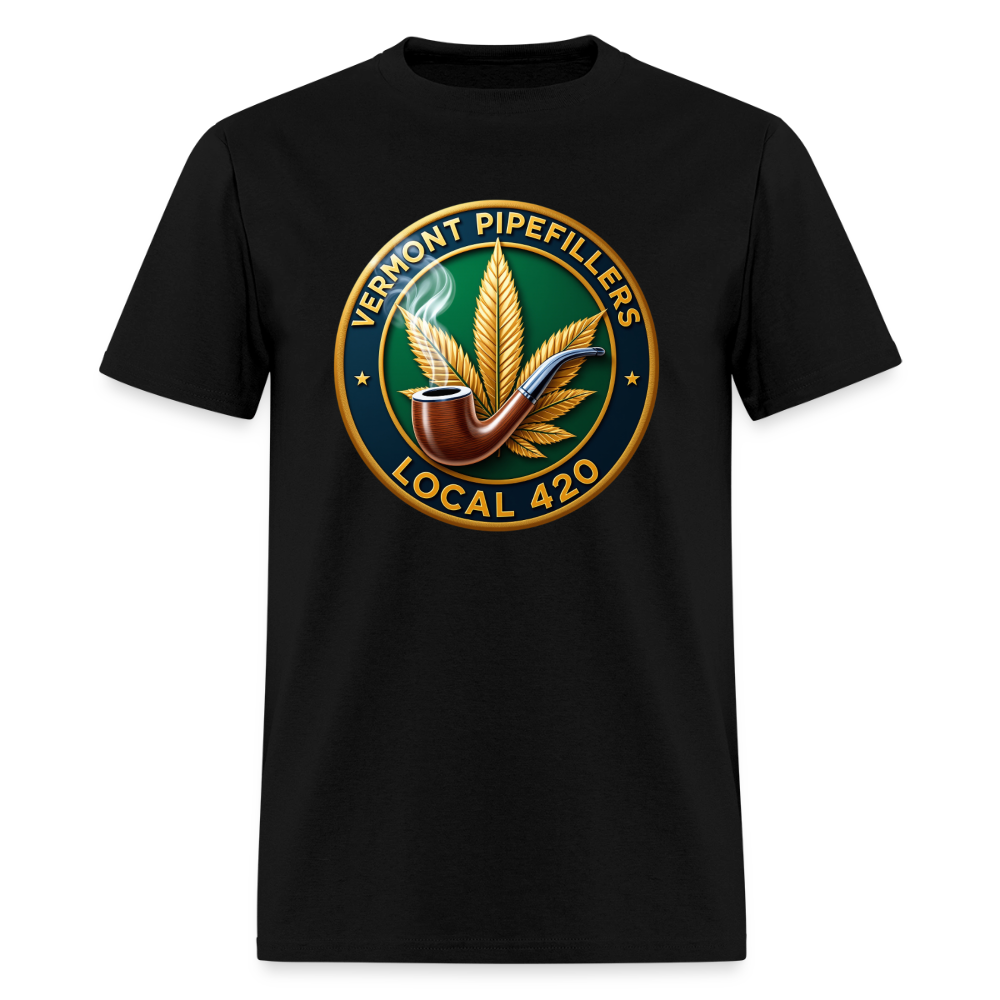 VERMONT PIPEFILLERS LOCAL 420 2 EMBLEM Men's T-Shirt - black