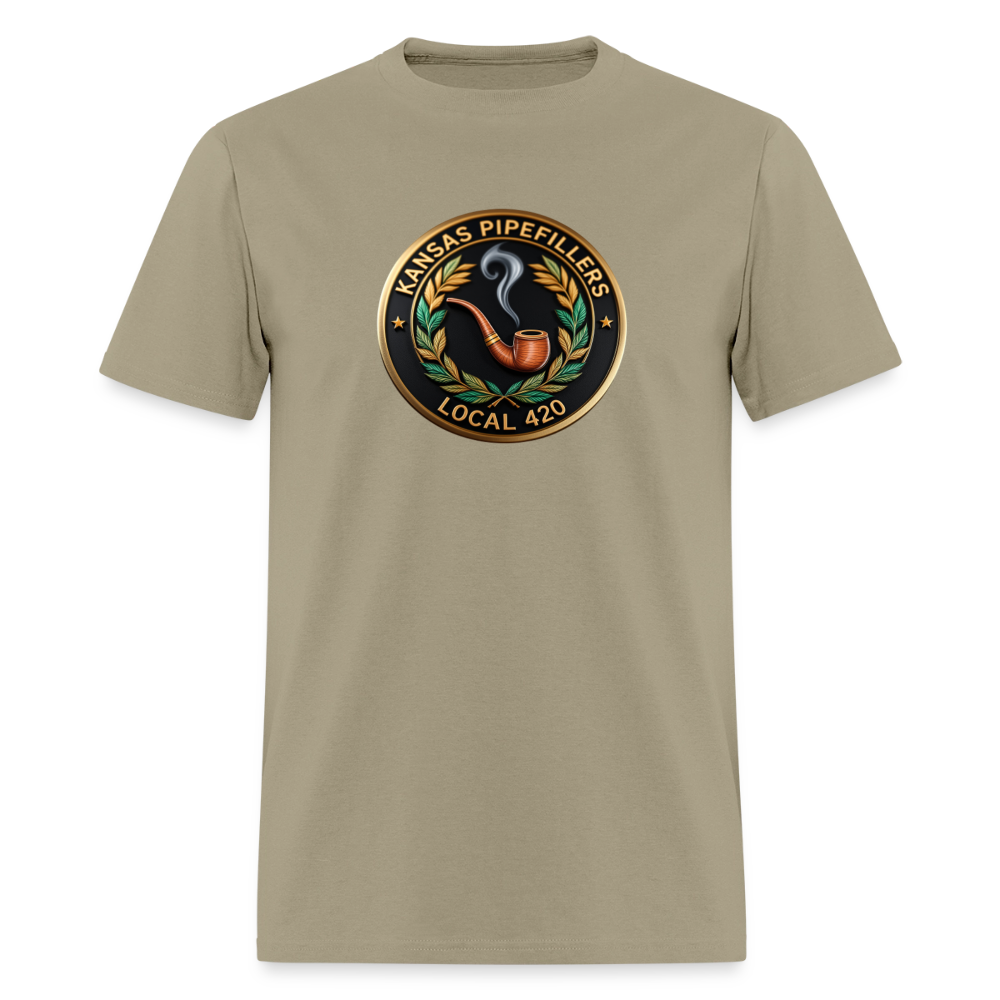 KANSAS PIPEFILLERS LOCAL 420 Men's T-Shirt - khaki