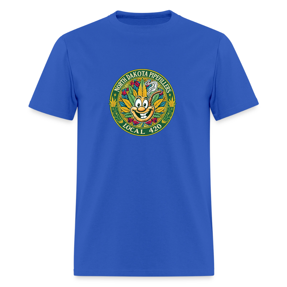 NORTH DAKOTA PIPEFILLERS LOCAL 420 F/B 2 DESIGNS Men's T-Shirt - royal blue