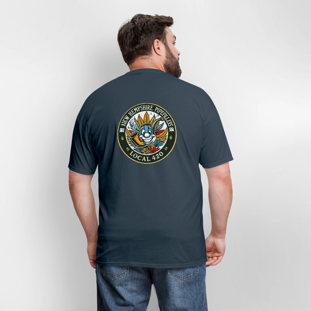 NEW HEMPSHIRE PIPEFILLERS LOCAL 420 2 EMBLEM Men's T-Shirt -  blue dusk