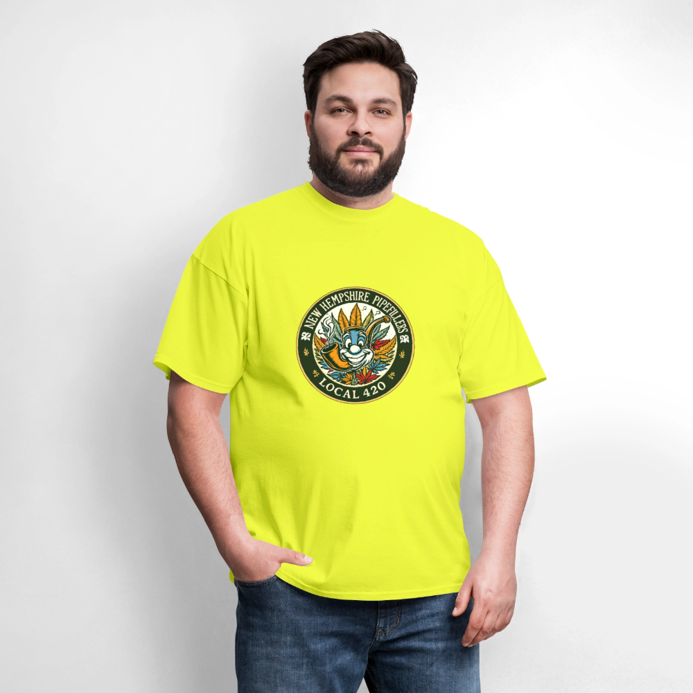 NEW HEMPSHIRE PIPEFILLERS LOCAL 420 Men's T-Shirt - safety green