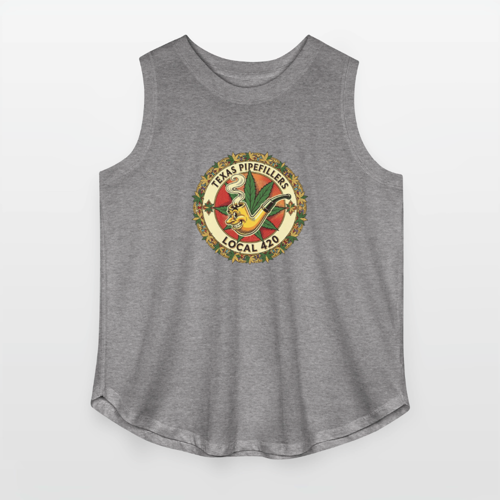TEXAS PIPEFILLERS LOCAL 420 Women's Curvy Relaxed Tank Top - granite heather 