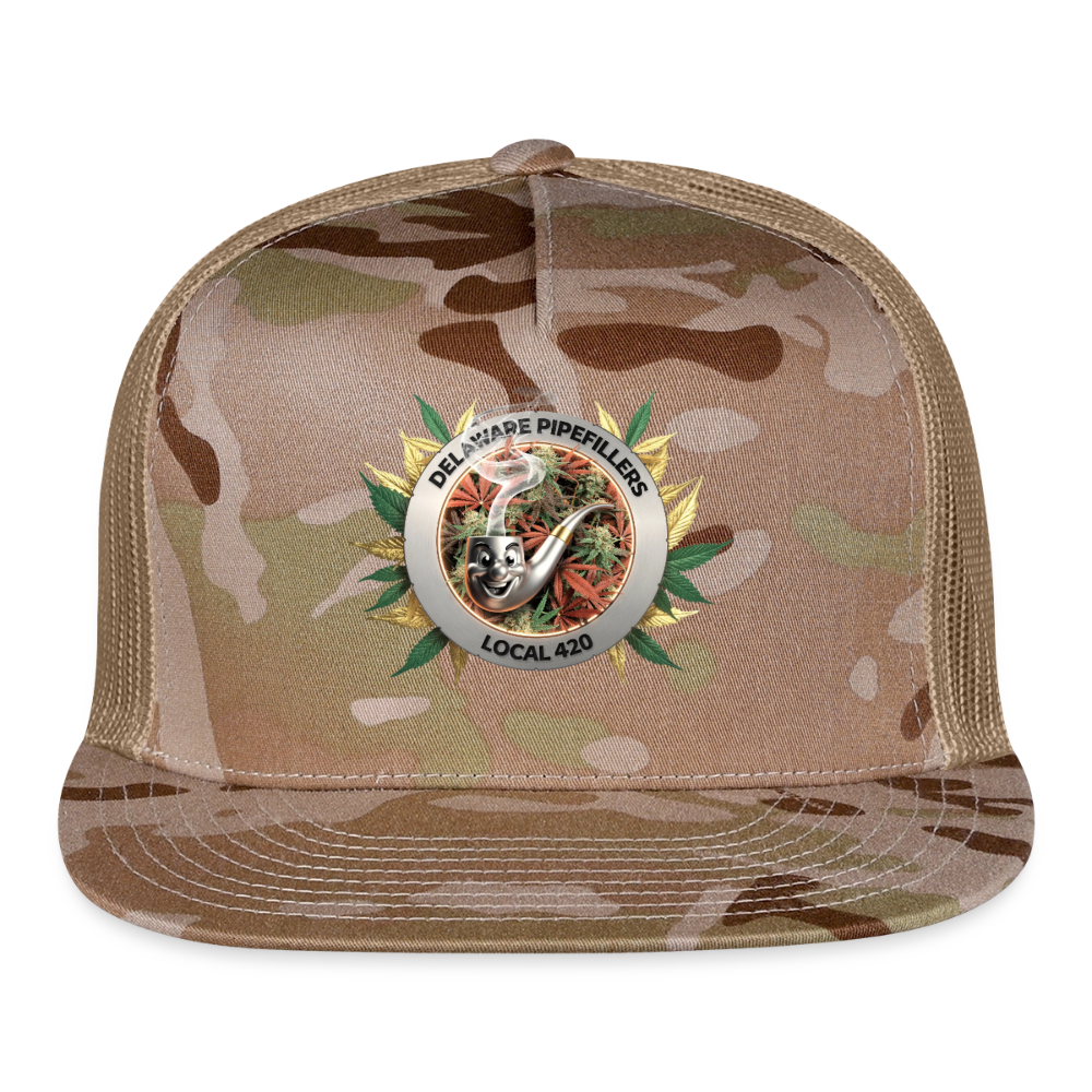 DELAWARE PIPEFILLERS LOCAL 420 CAMO Trucker Hat - MultiCam\tan